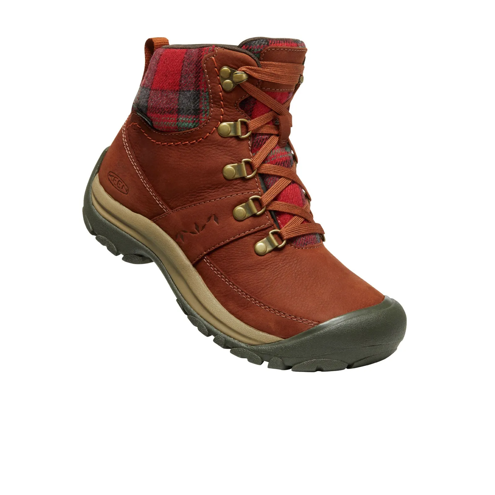 Keen Kaci III Winter Mid Waterproof Hiking Boot (Women) - Tortoise Shell/Red Plaid