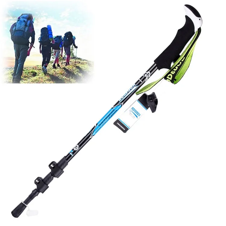 KODENOR Outdoor Mountaineering Portable Foldable Carbon Fibre Straight Handle Alpenstocks Trekking Poles, Length : 63-135CM (Black Blue)