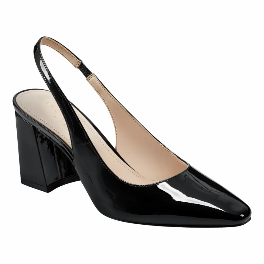 Marc Fisher Ltd Women's Valinda Black/Black/New Pat Leather M