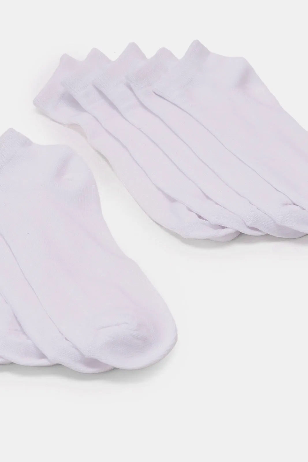 Men White Plain Ankle Socks Set (10 Pairs)