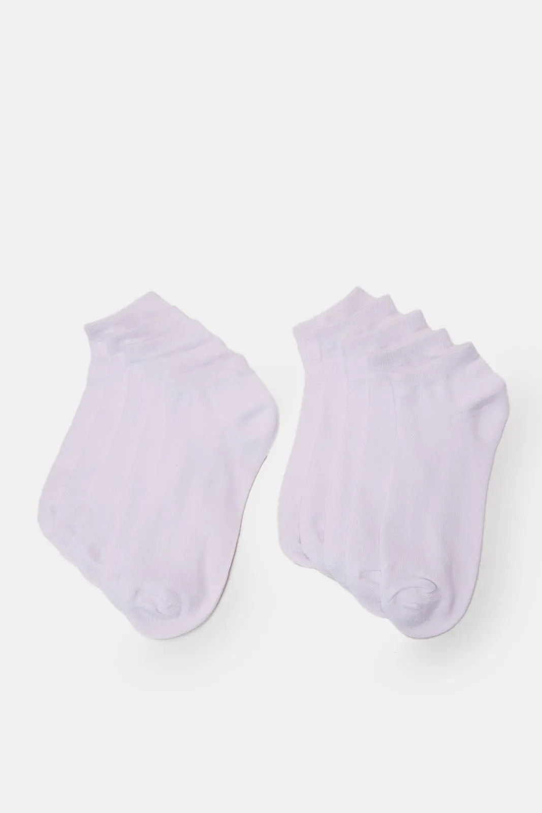 Men White Plain Ankle Socks Set (10 Pairs)