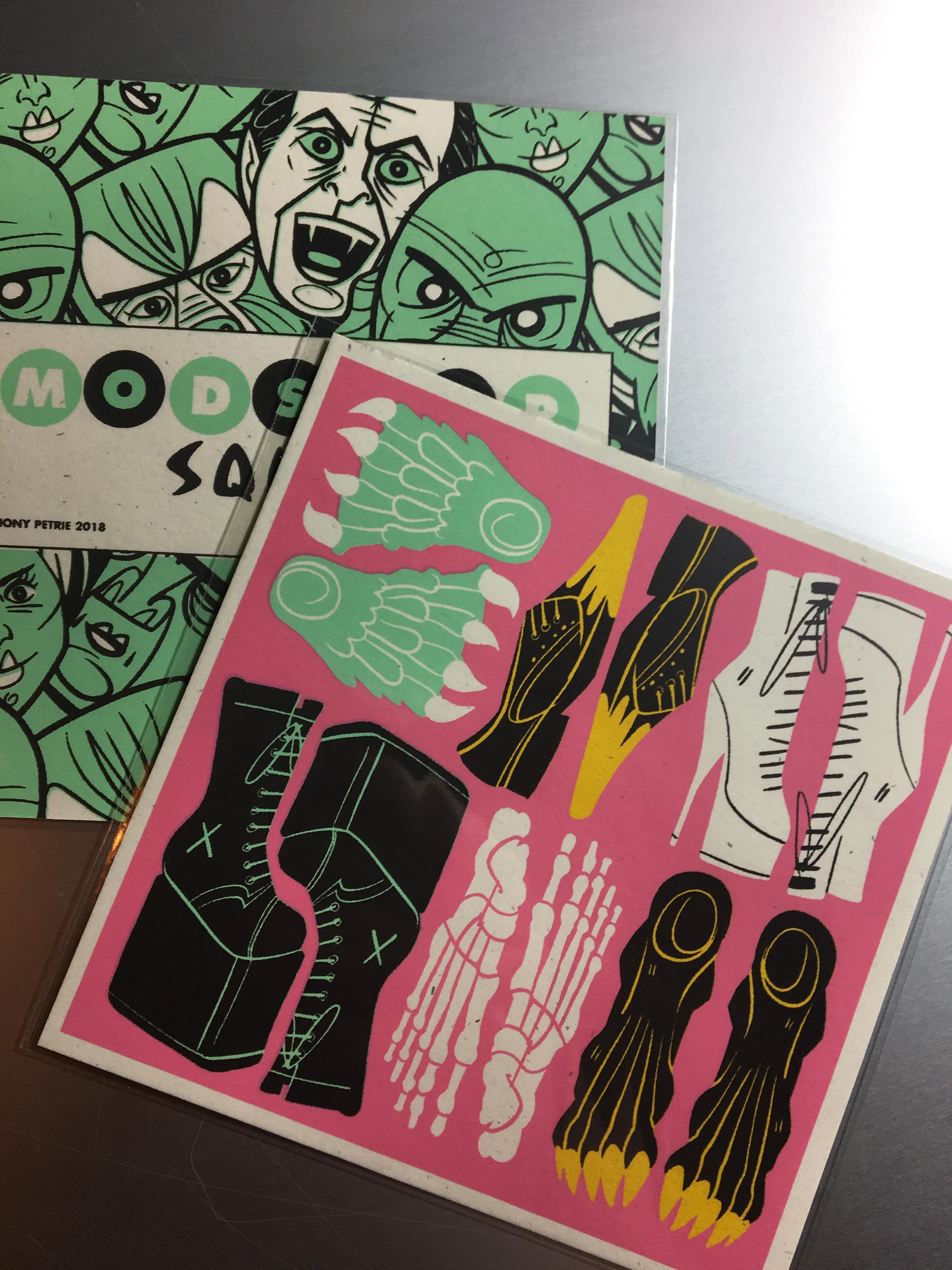 Modster Squad "Shoes" 5" x 5" Mini Screen-Print