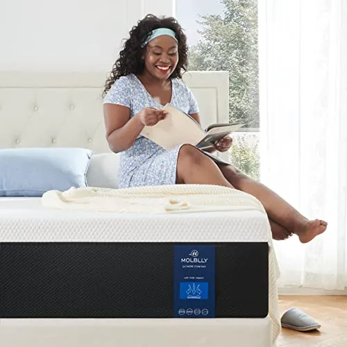 Molblly Full Size Mattress, 10 Inch Premium Cooling-Gel Memory Foam Mattress Bed in a Box, Full Bed Supportive & Pressure Relief with Breathable Soft Fabric Cover, Medium Firm