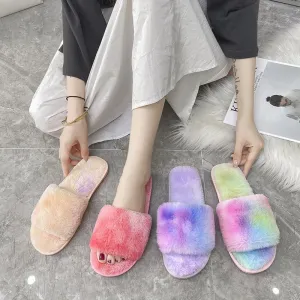 Multi-Color Plush Slippers for Women