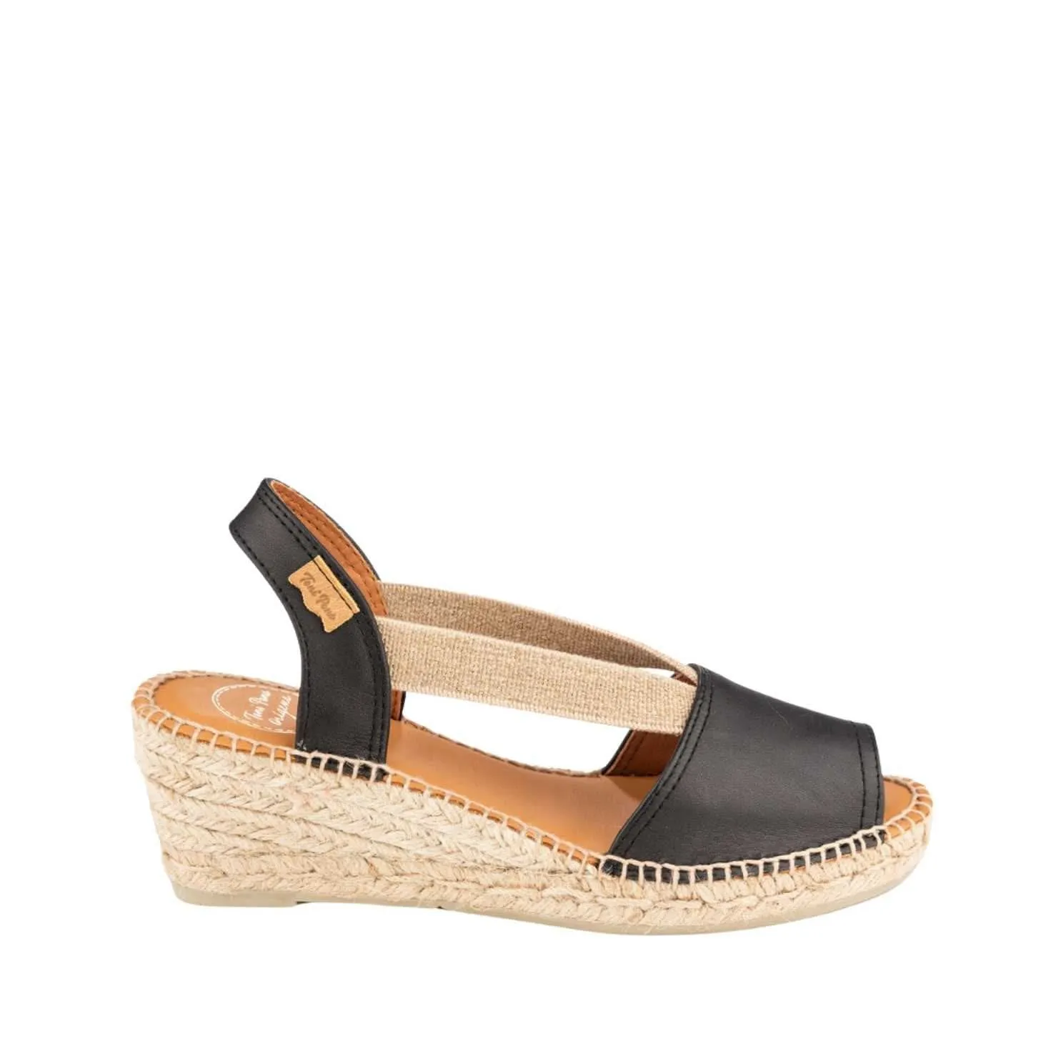 Plain Leather Wedge Espadrille for Women - Teide-P