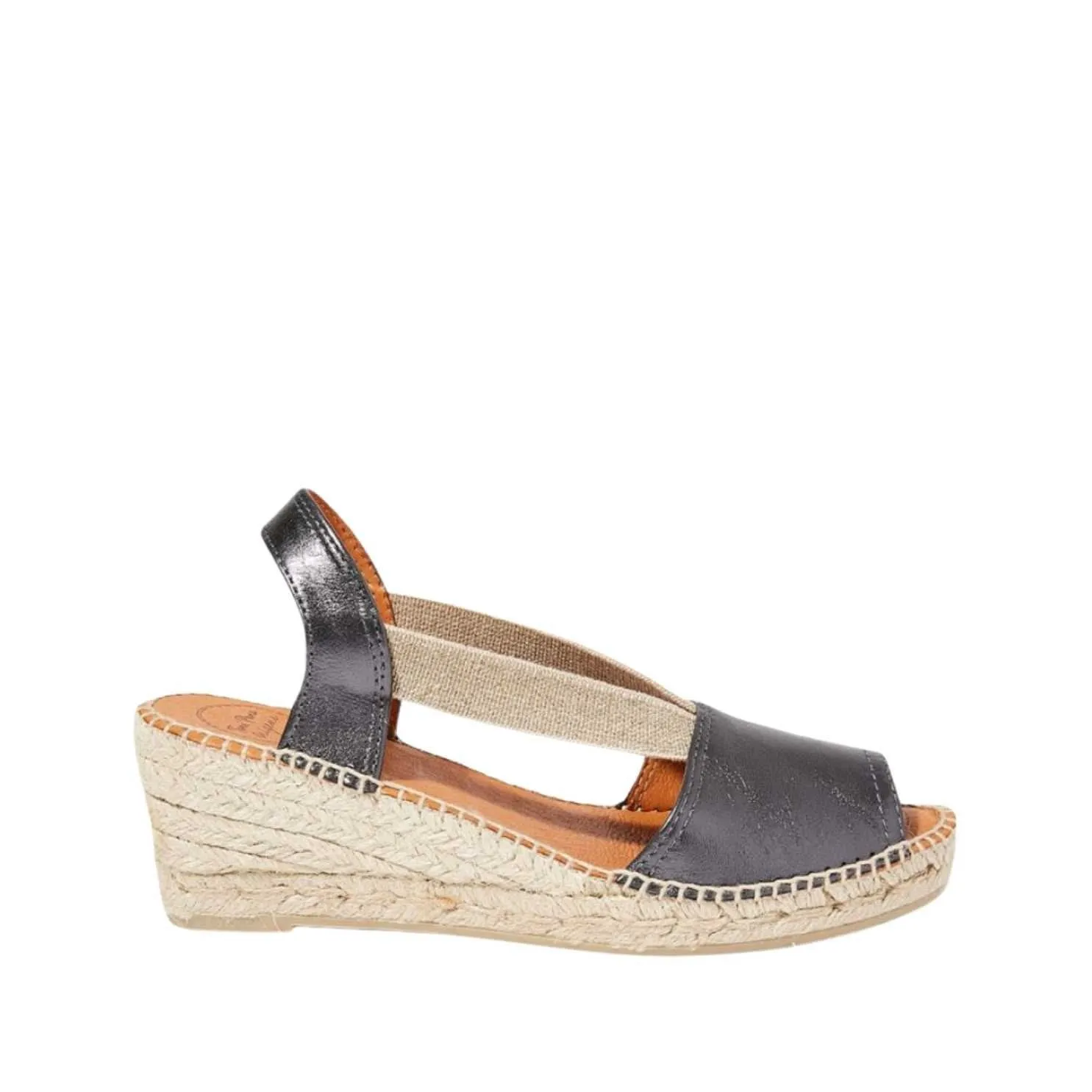 Plain Leather Wedge Espadrille for Women - Teide-P