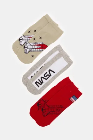 Senior Boys Assorted Nasa Ankle Socks Set (3 Pairs)