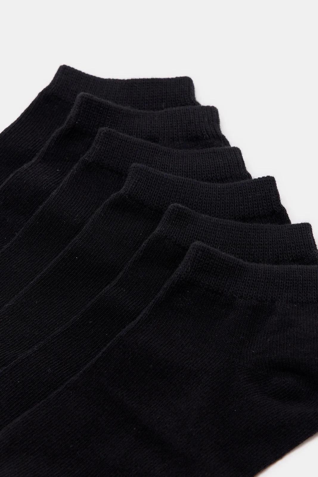 Senior Boys Black Plain Ankle Socks Set (Pack Of 3)