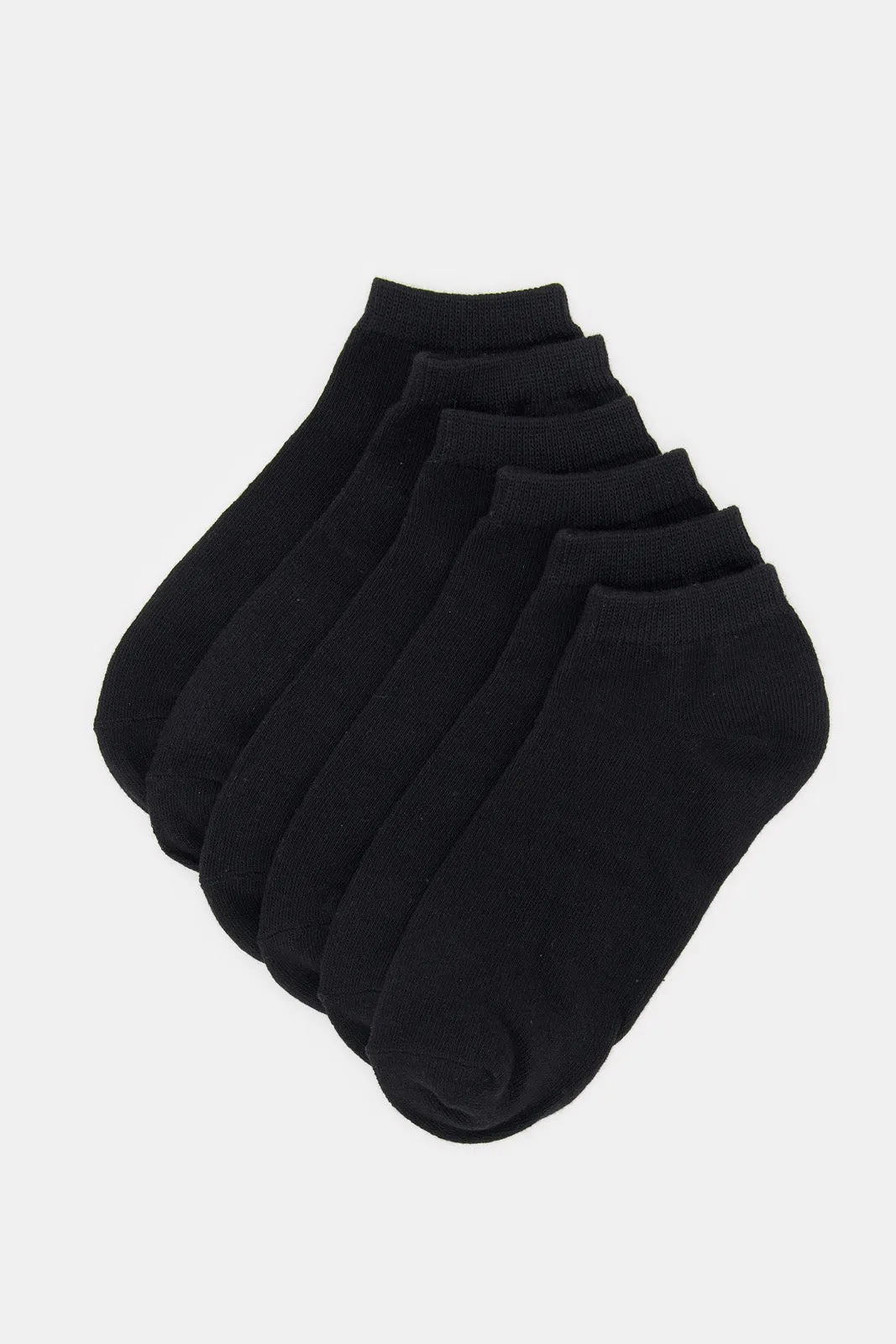 Senior Boys Black Plain Ankle Socks Set (Pack Of 3)