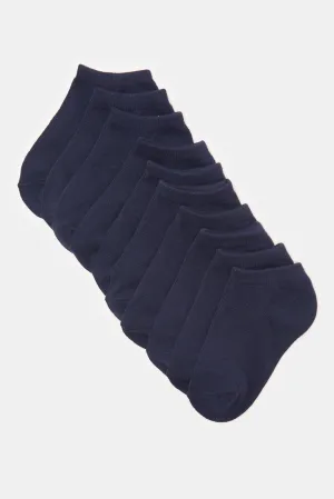 Senior Boys Navy Ankle Length Socks Set (5 Pairs)