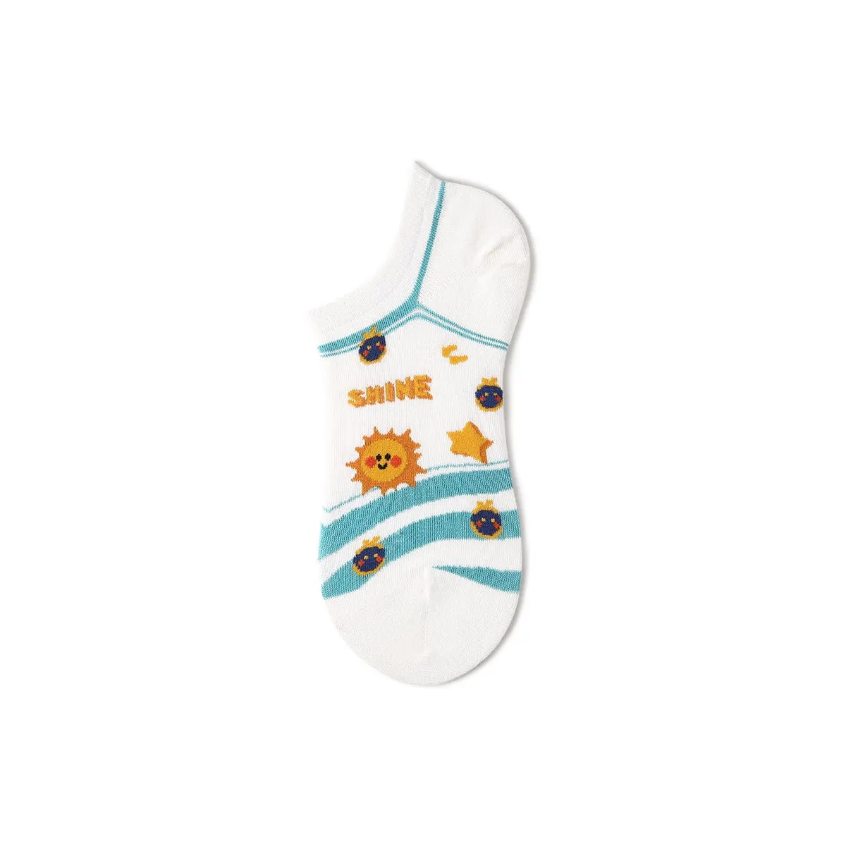Smiling Face Summer Women 5pcs Ankle Socks Set