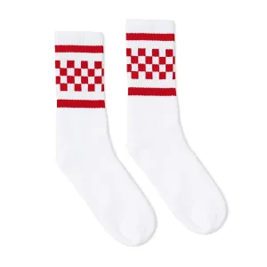 SOCCO Checkered Crew | White with Red Checkers