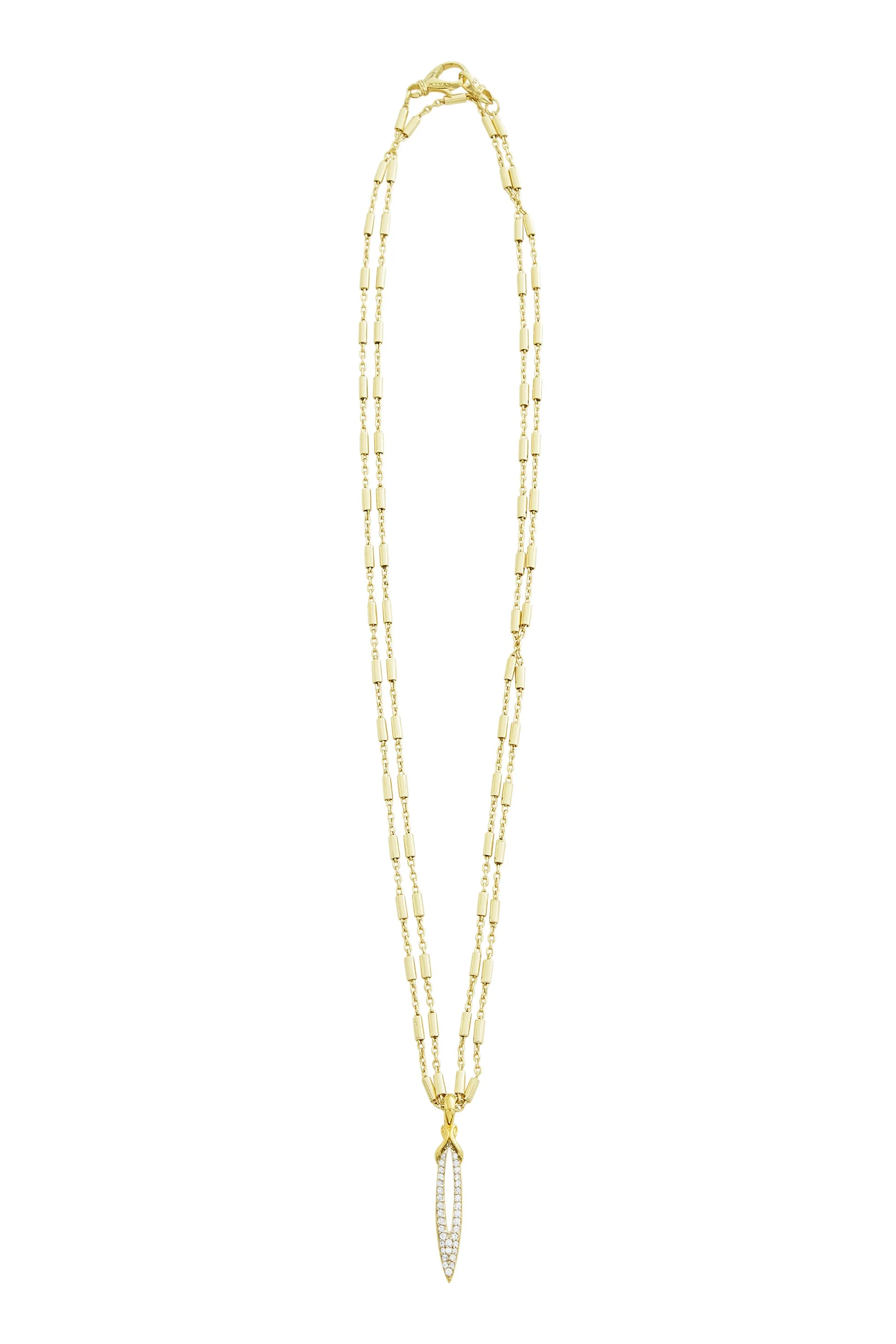 Stiletto Pavé Bar Chain Pendant - 18K Gold Vermeil   CZ Blanc
