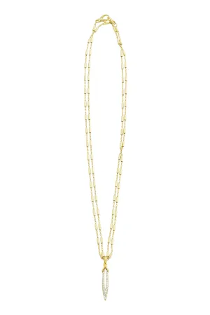 Stiletto Pavé Bar Chain Pendant - 18K Gold Vermeil   CZ Blanc