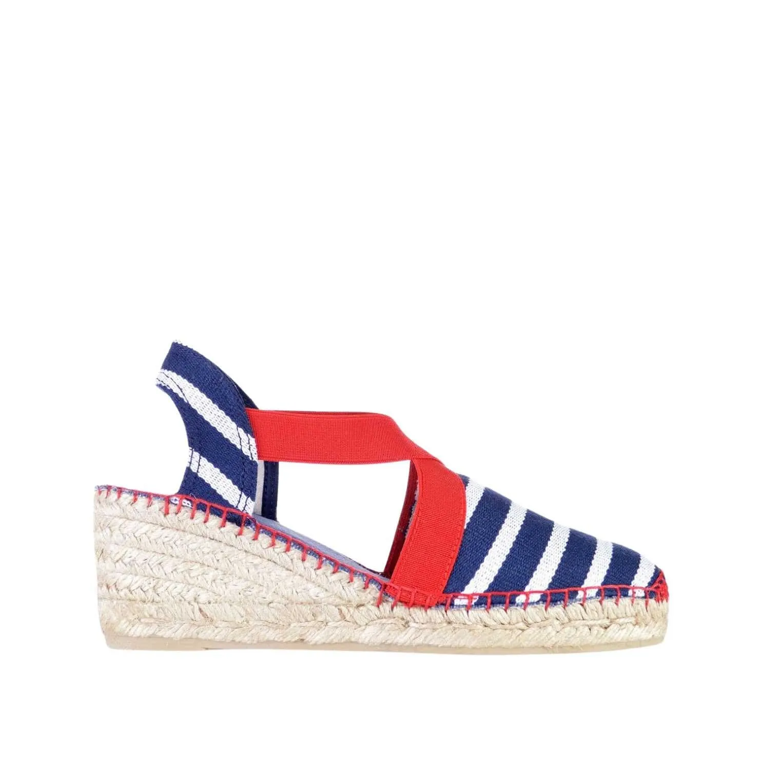 Striped Cotton Blend Wedge Espadrille for Women - Tarbes