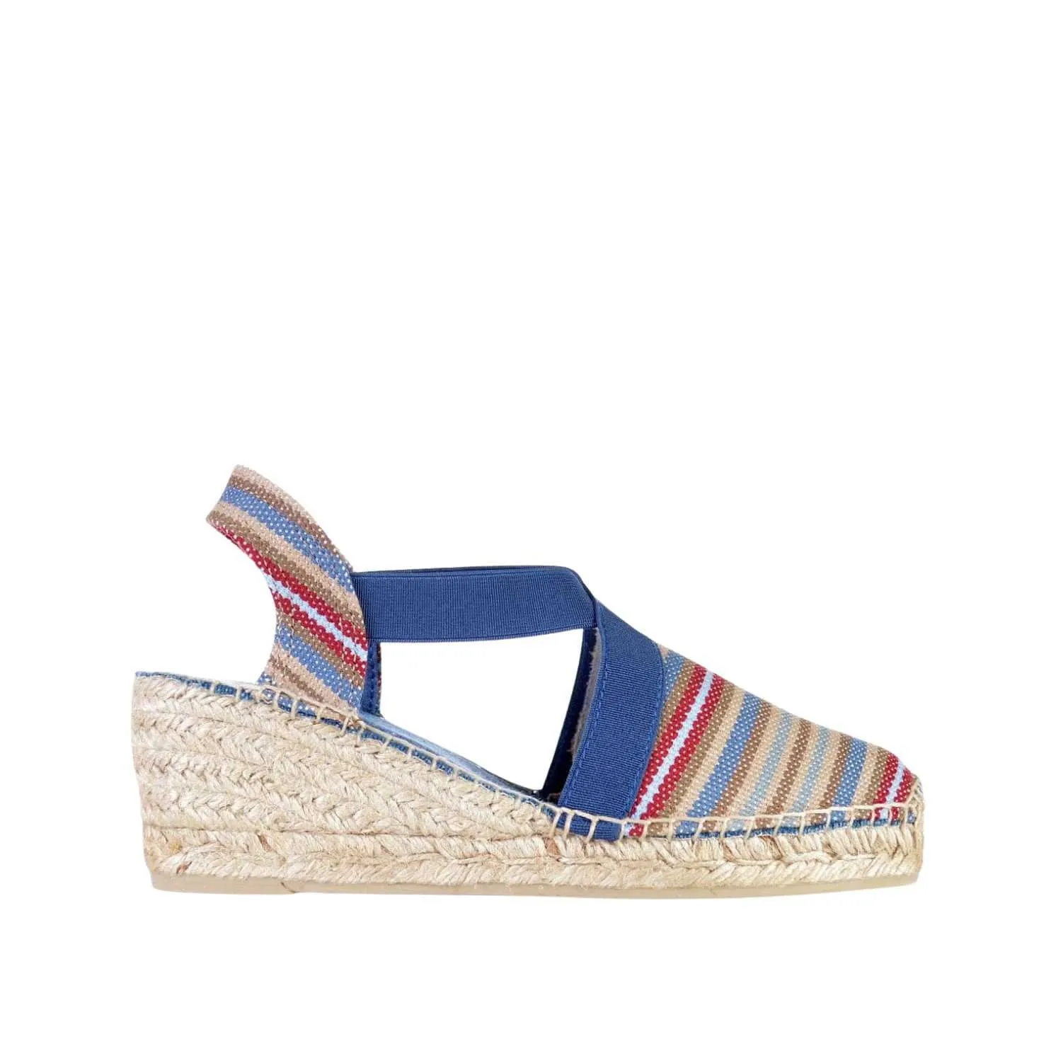 Striped Cotton Blend Wedge Espadrille for Women - Tarbes