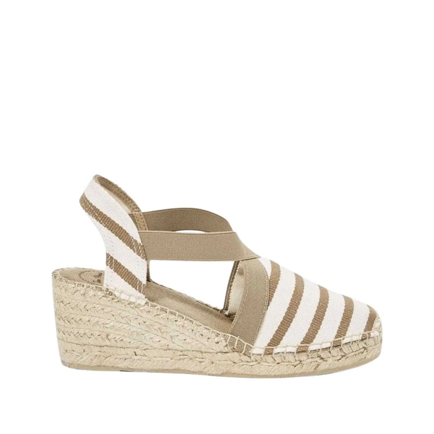Striped Cotton Blend Wedge Espadrille for Women - Tarbes