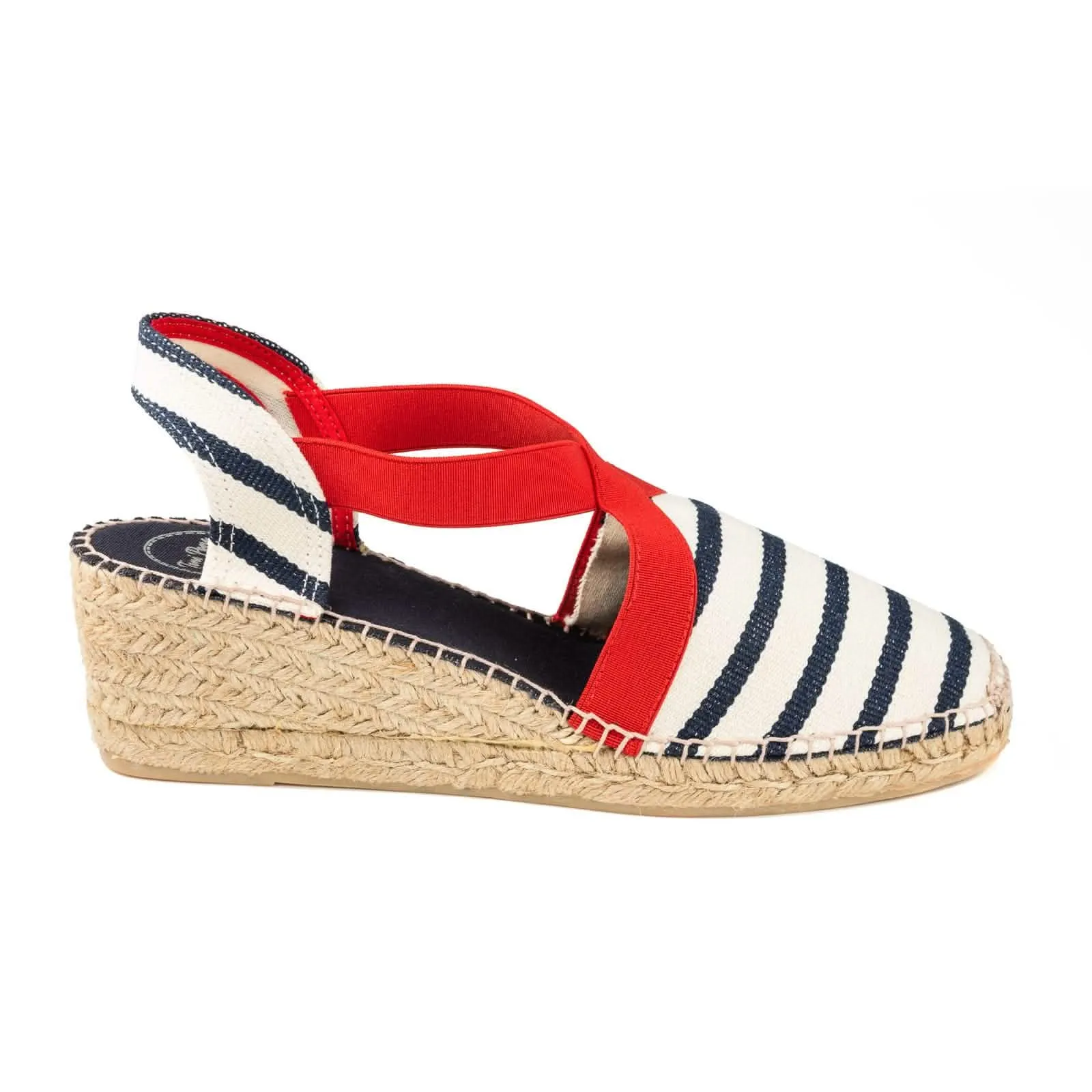 Striped Cotton Blend Wedge Espadrille for Women - Tarbes