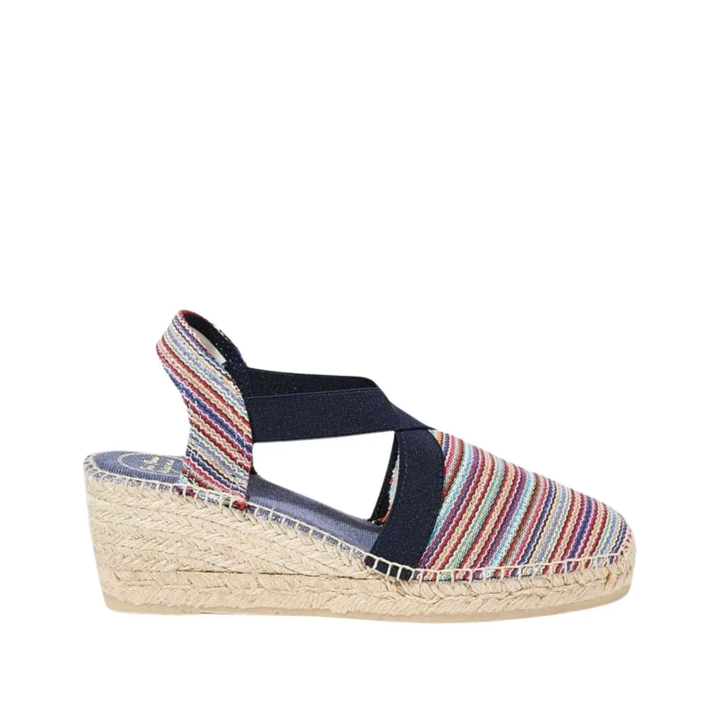 Striped Cotton Blend Wedge Espadrille for Women - Tarbes
