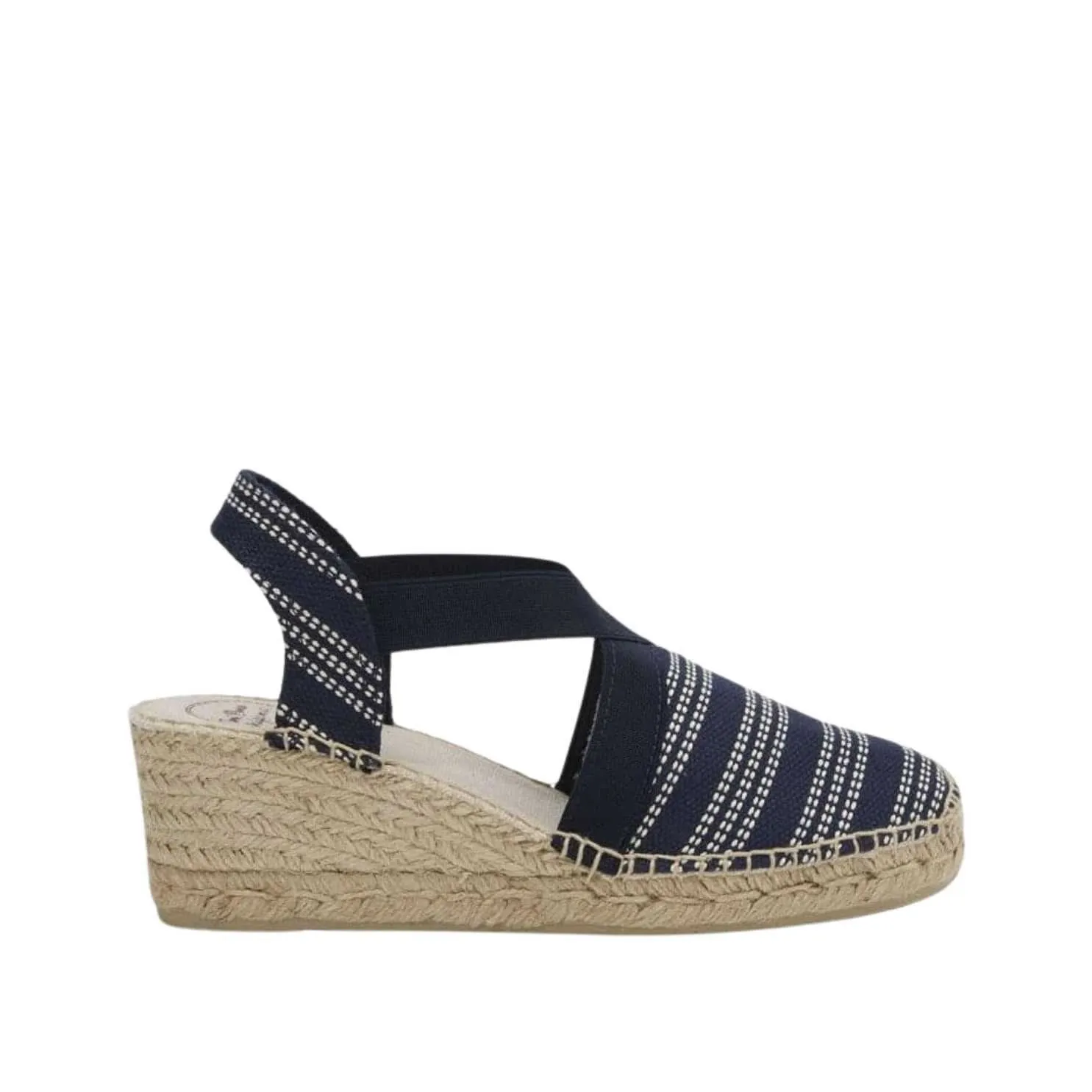 Striped Cotton Blend Wedge Espadrille for Women - Tarbes