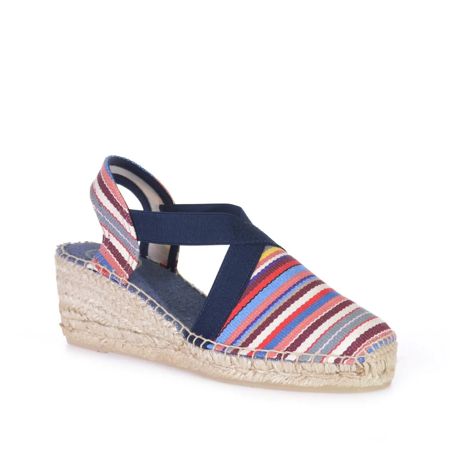 Striped Cotton Blend Wedge Espadrille for Women - Tarbes