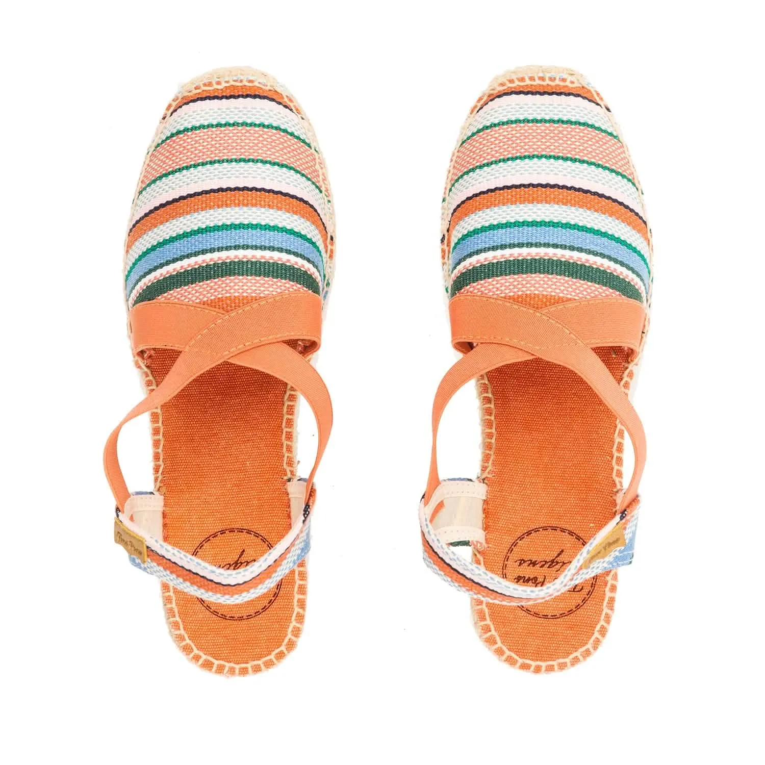 Striped Cotton Blend Wedge Espadrille for Women - Tarbes