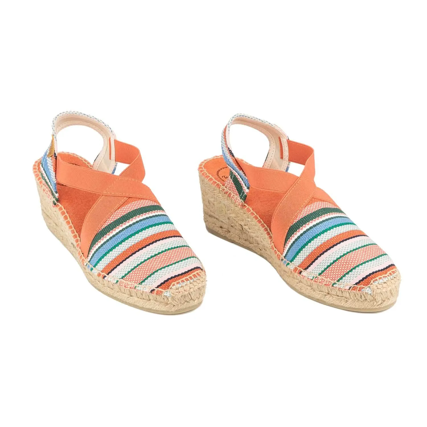 Striped Cotton Blend Wedge Espadrille for Women - Tarbes