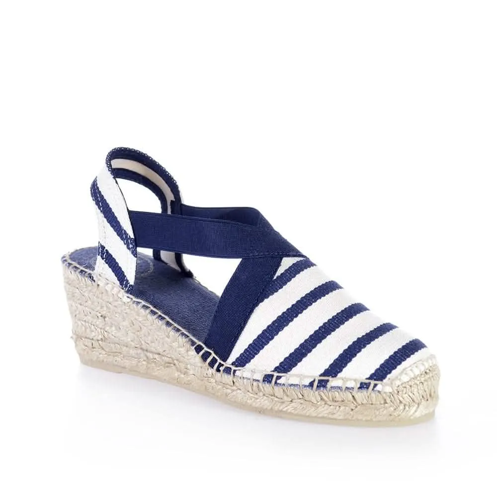 Striped Cotton Blend Wedge Espadrille for Women - Tarbes