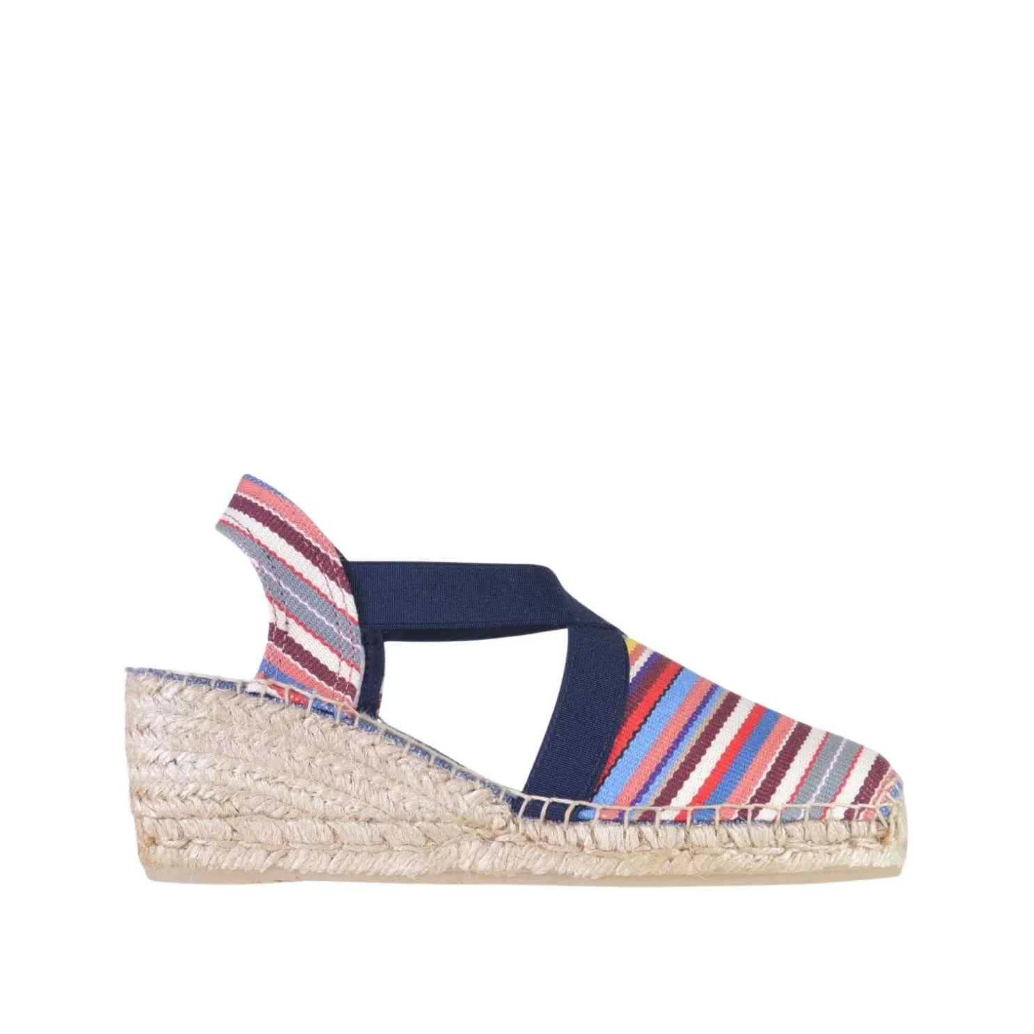 Striped Cotton Blend Wedge Espadrille for Women - Tarbes