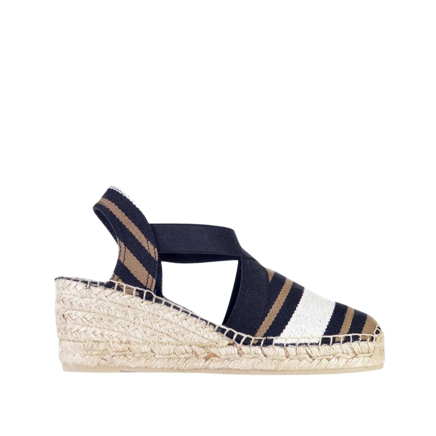 Striped Cotton Blend Wedge Espadrille for Women - Tarbes