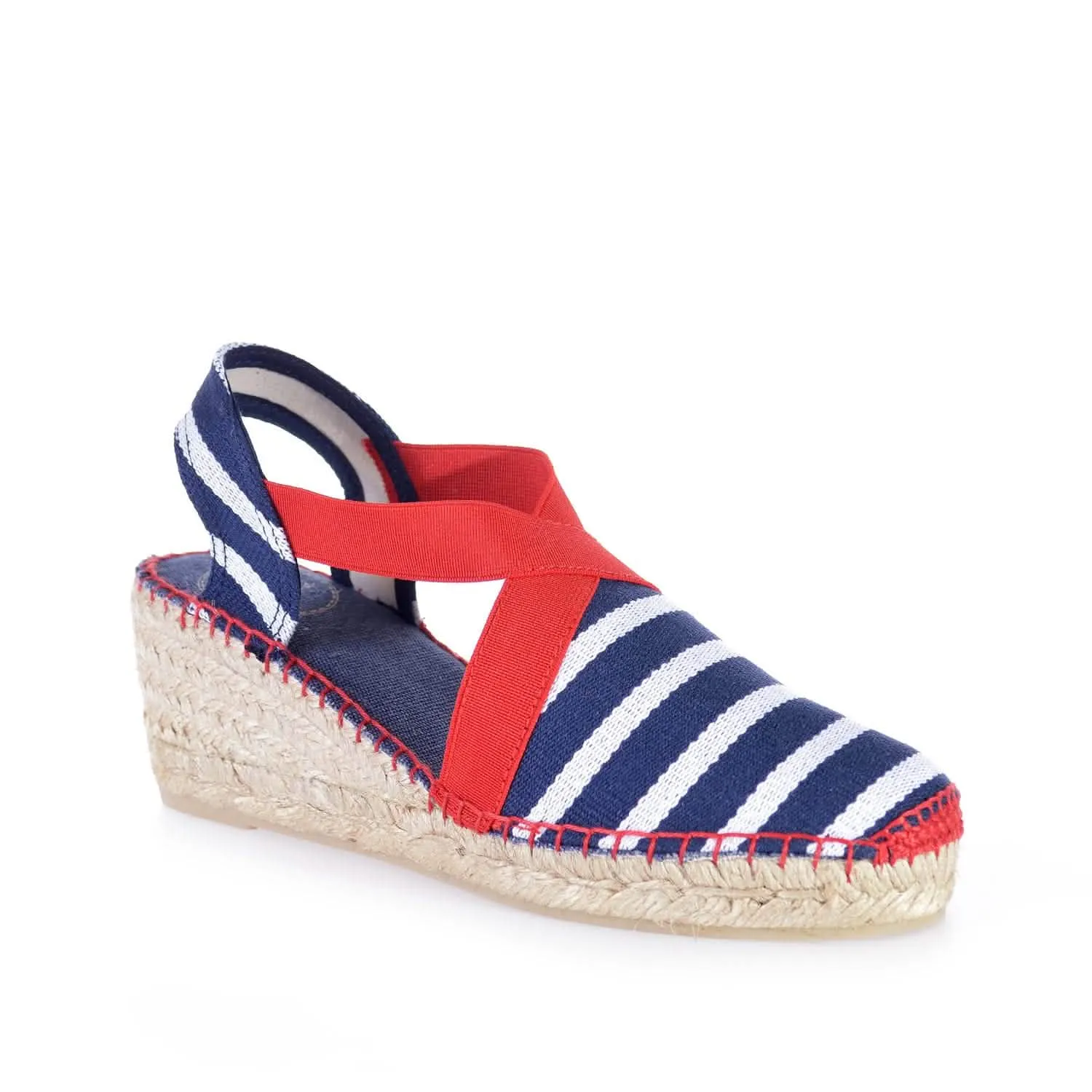 Striped Cotton Blend Wedge Espadrille for Women - Tarbes