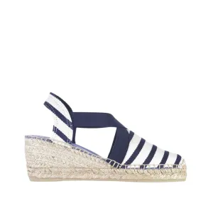 Striped Cotton Blend Wedge Espadrille for Women - Tarbes