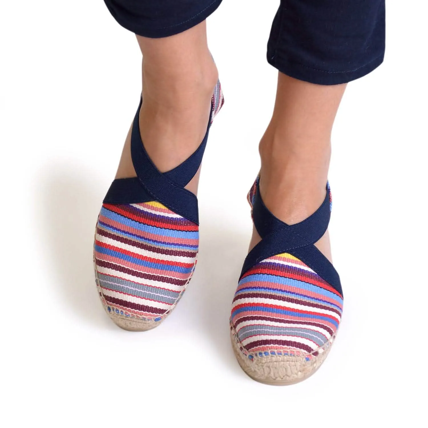 Striped Cotton Blend Wedge Espadrille for Women - Tarbes