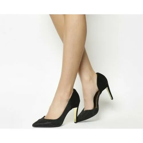 Ted Baker Giulla Black Metallic Contrast Court Heel Shoe UK 5 EU 38.5