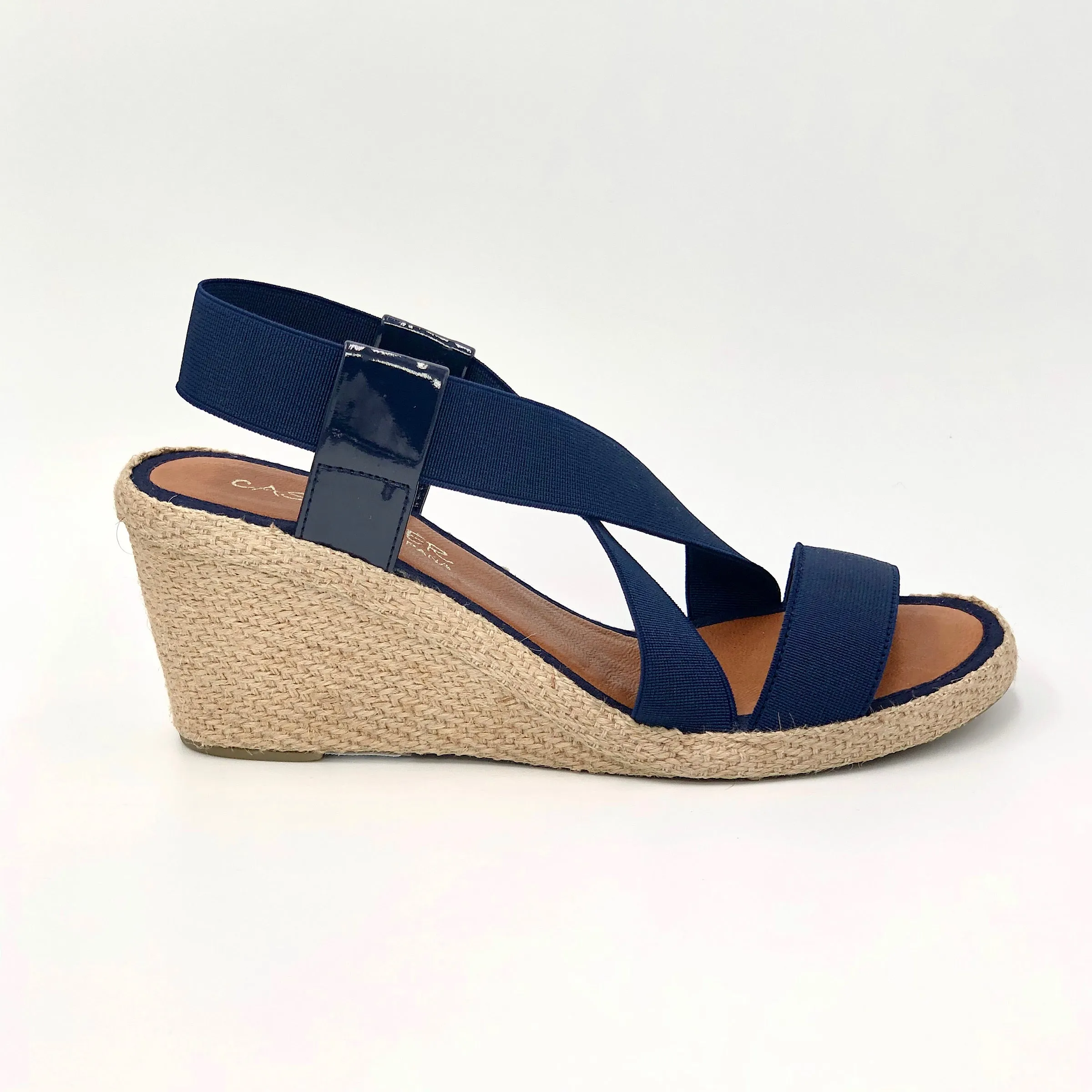 The Elastic Espadrille Sandal in Navy
