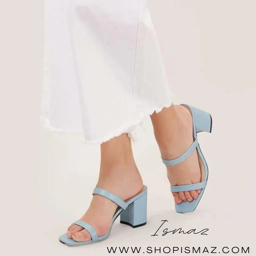 Twin Strap Block Heel Sandals