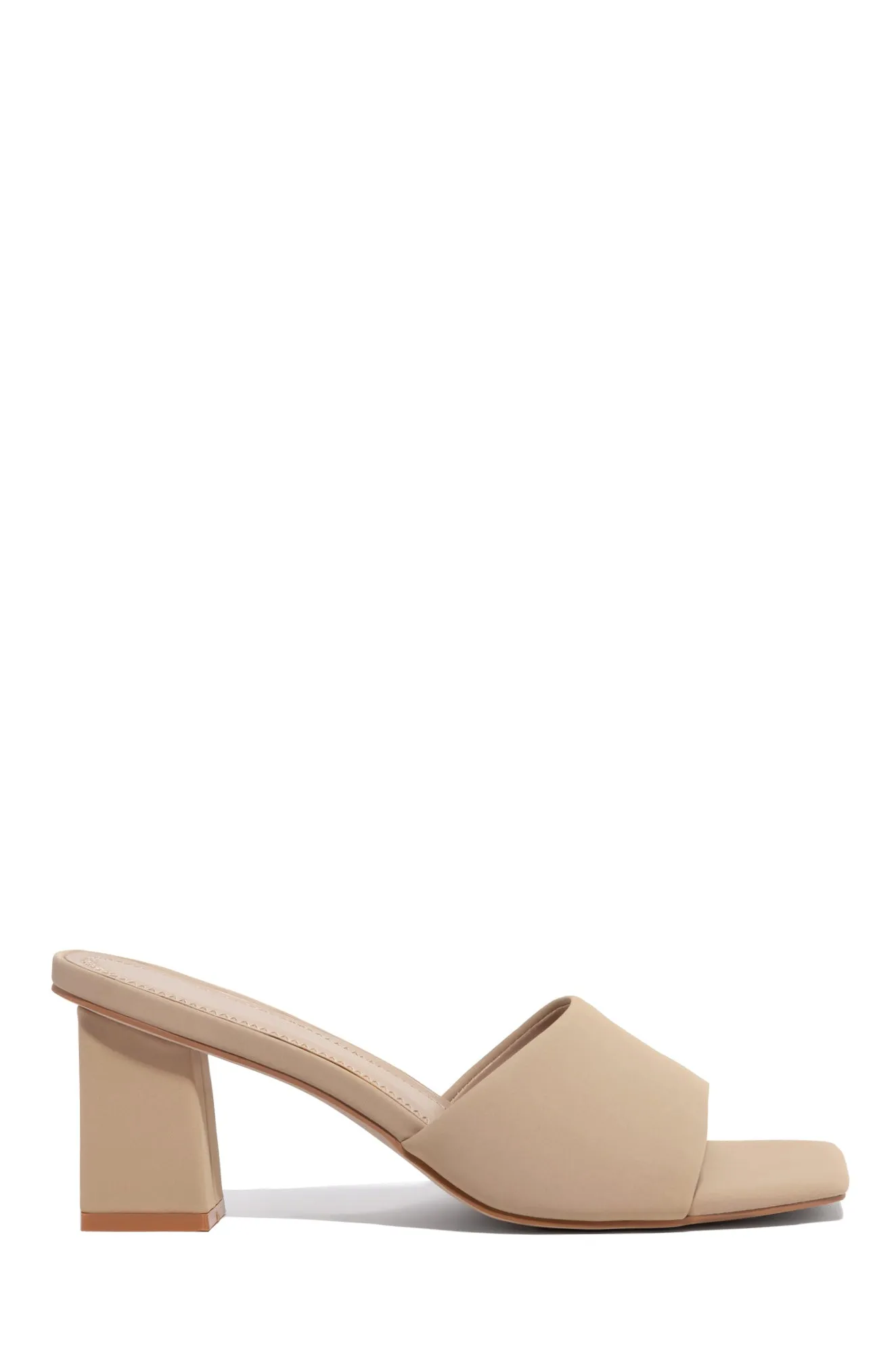 Valentine Block Heel Mules - Nude