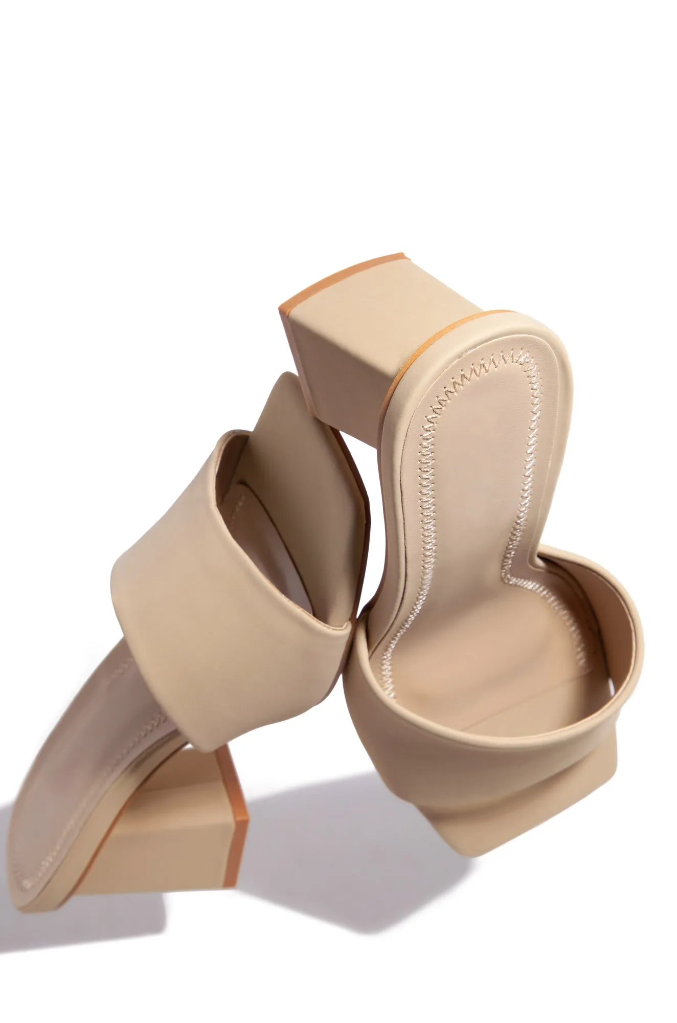 Valentine Block Heel Mules - Nude