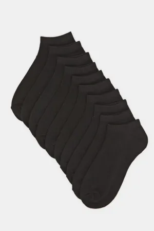 Women Black Basic Ankle Box Socks (10 Pairs)