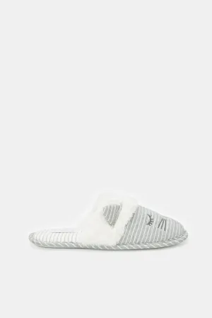 Women Grey Stripe Slippers