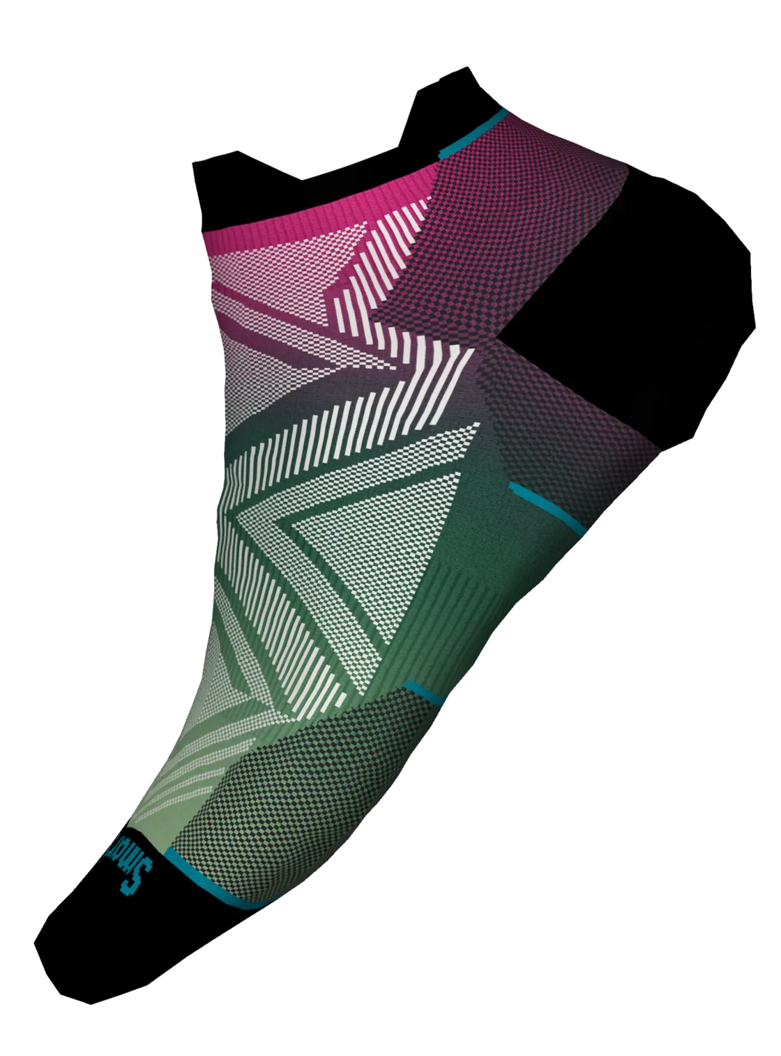 Women's Run Zero Cushion Ombre Print Low Ankle Socks
