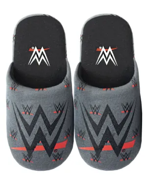 WWE Boy's Logo Polyester Black House Slip-on Kids Slippers