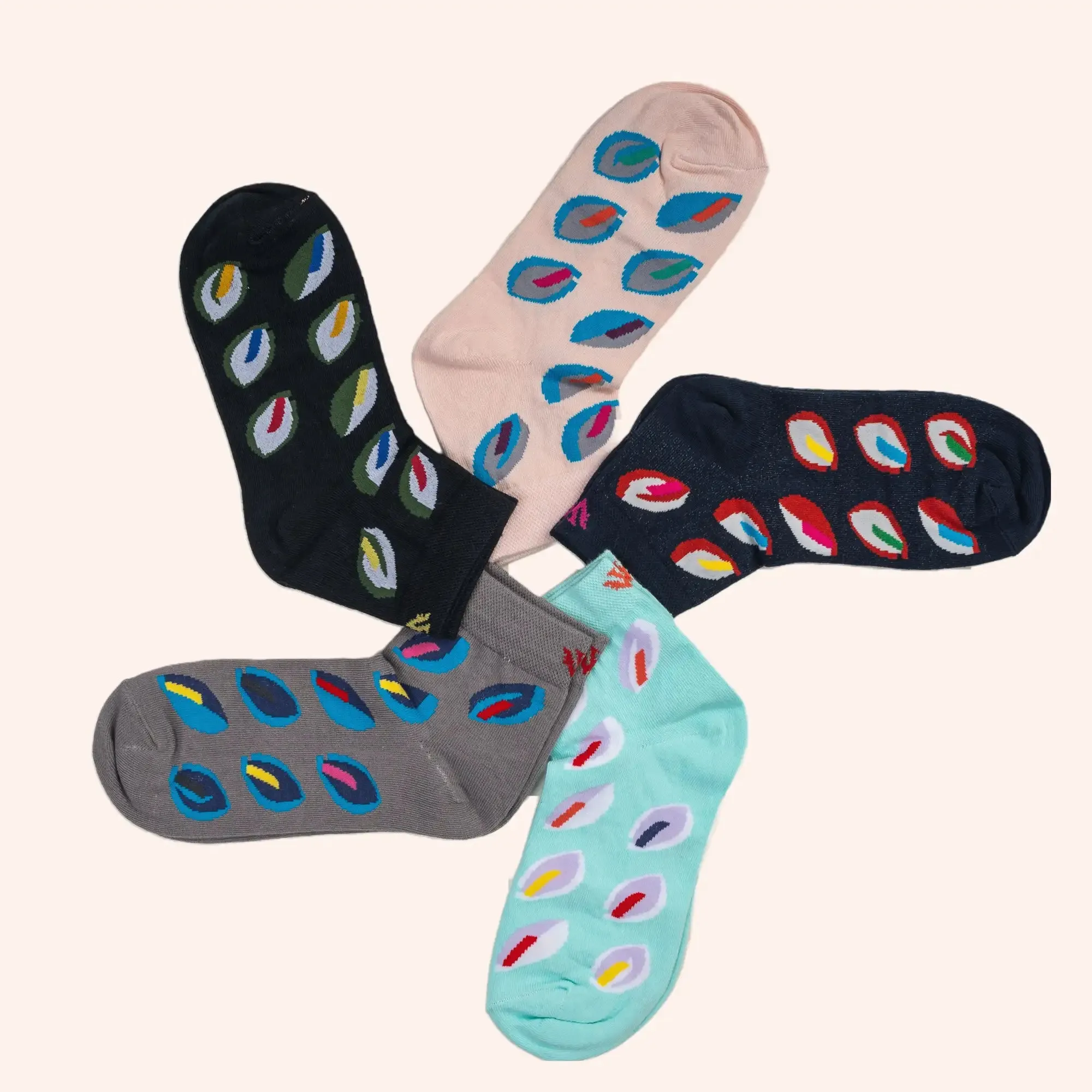 Young Wings Women's Multi Colour Cotton Fabric Solid Ankle Length Socks - Pack of 5, Style no. 5115-W1